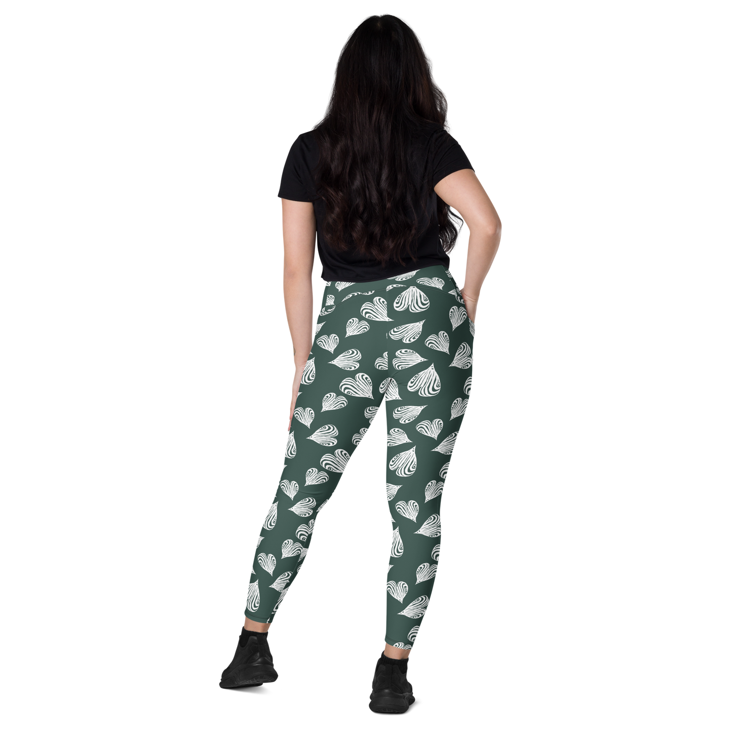 Leaf green - Recycled Crossover leggings w pockets