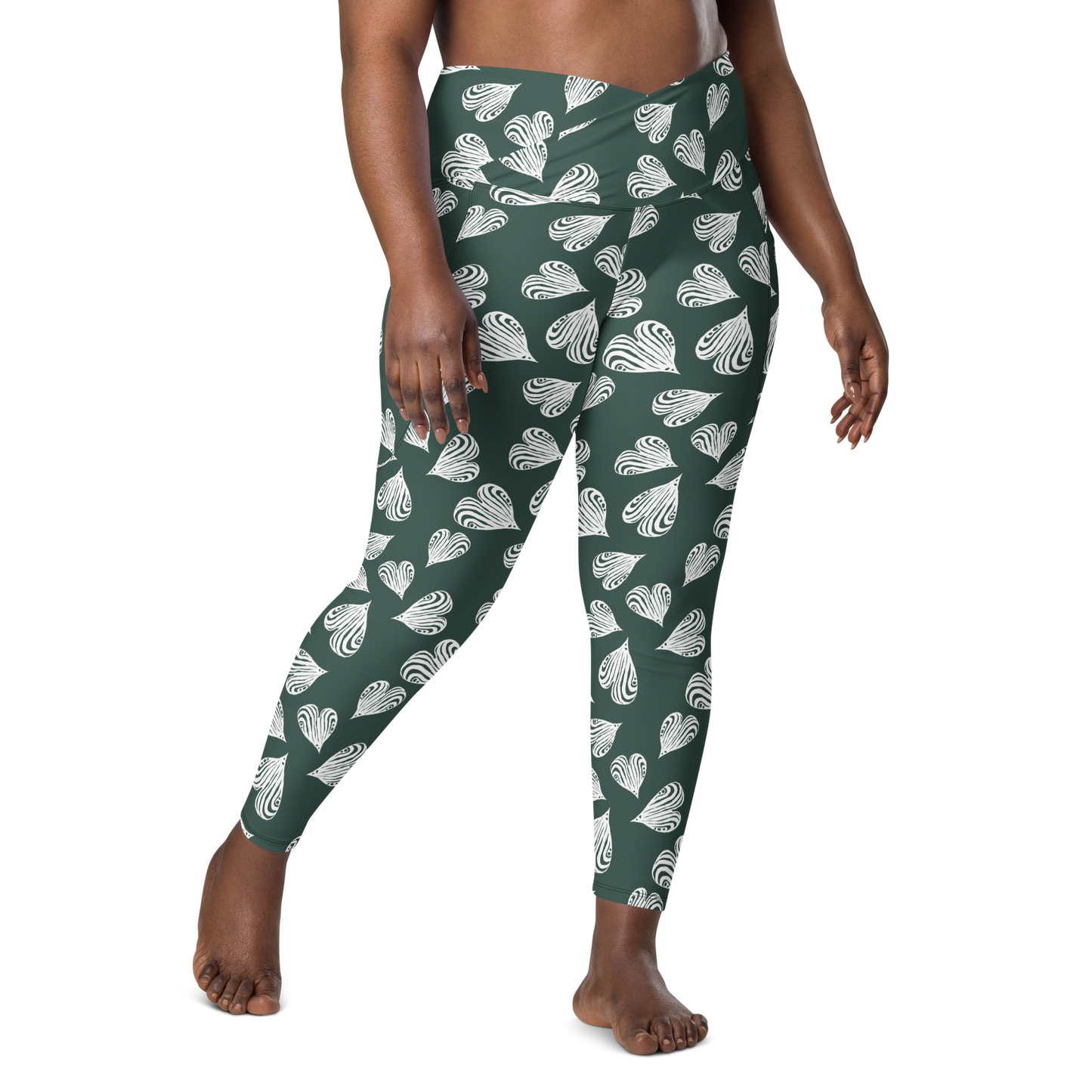 Leaf green - Recycled Crossover leggings w pockets