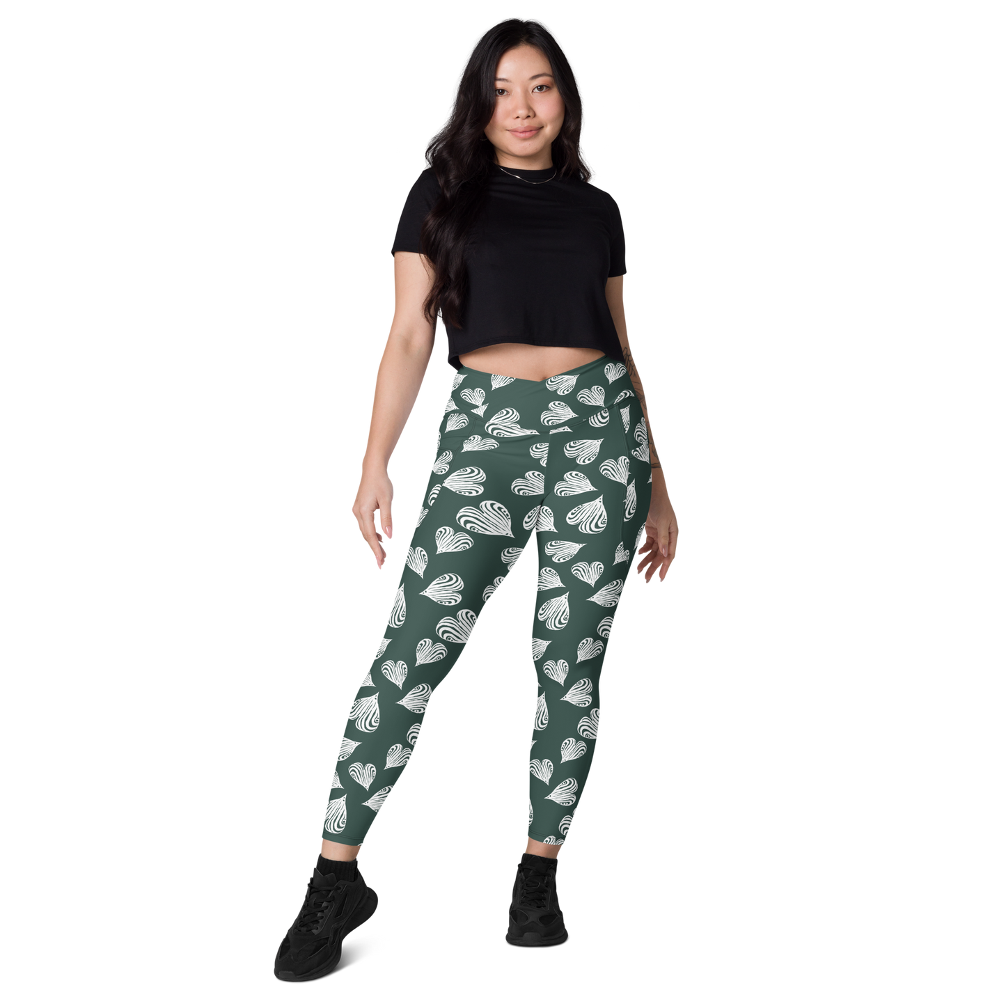 Leaf green - Recycled Crossover leggings w pockets