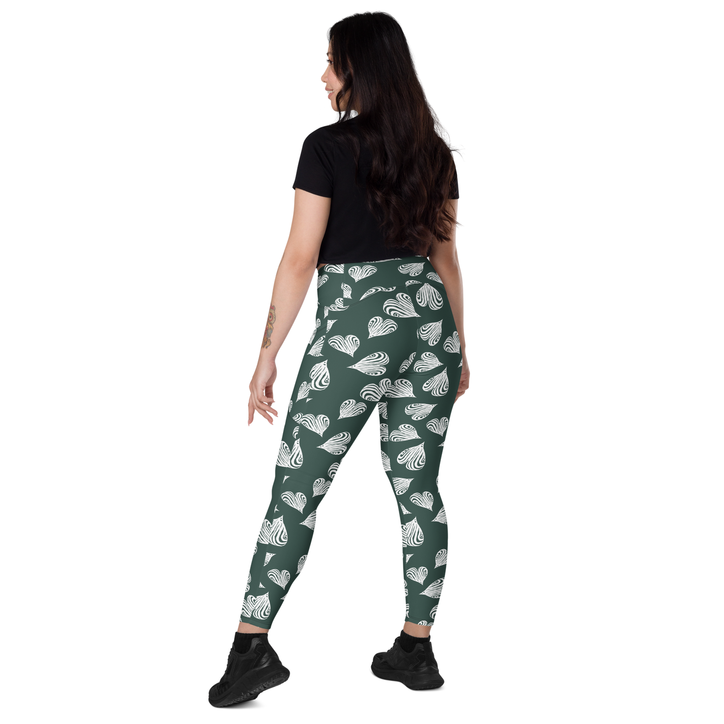 Leaf green - Recycled Crossover leggings w pockets