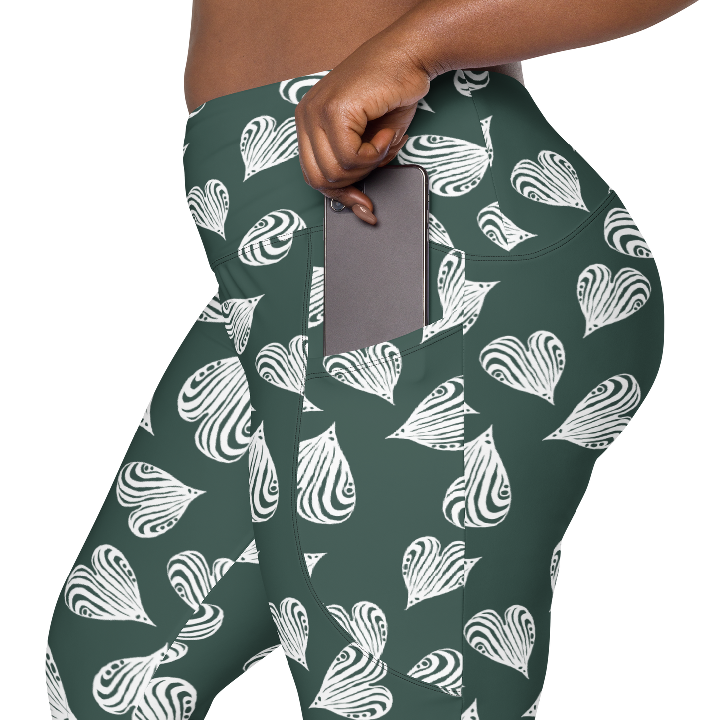 Leaf green - Recycled Crossover leggings w pockets