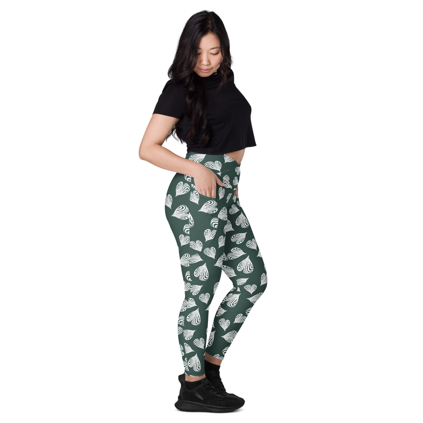 Leaf green - Recycled Crossover leggings w pockets