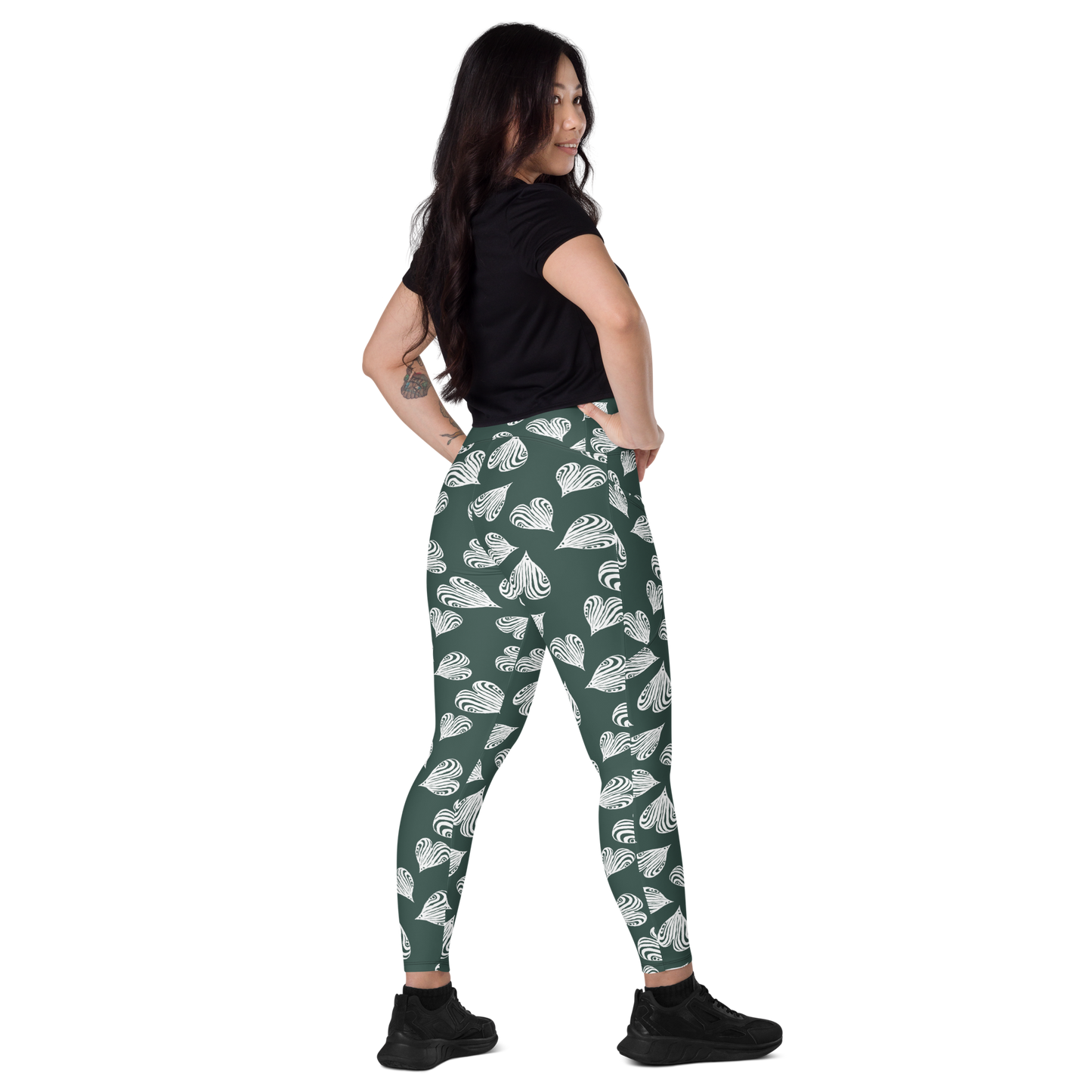 Leaf green - Recycled Crossover leggings w pockets