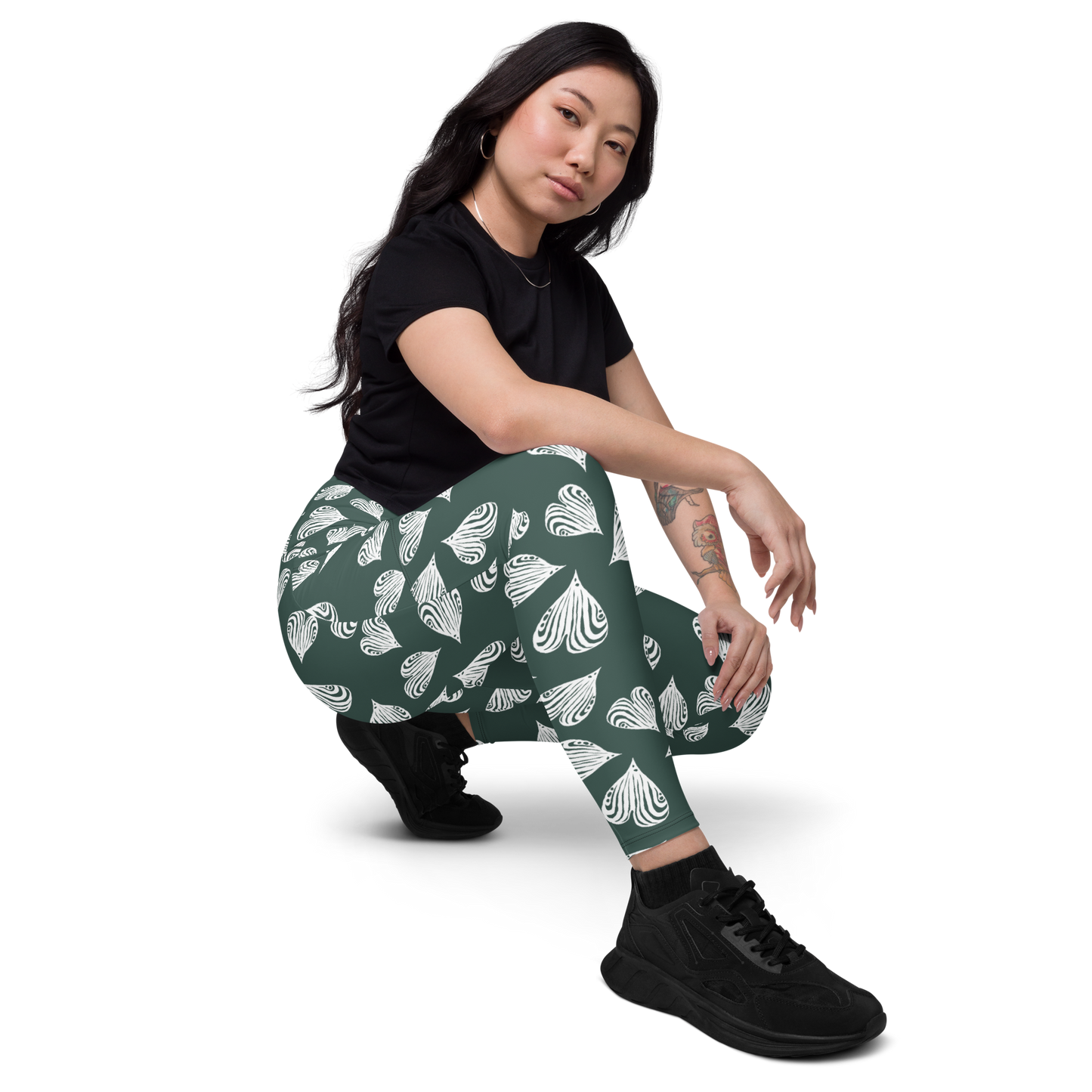 Leaf green - Recycled Crossover leggings w pockets