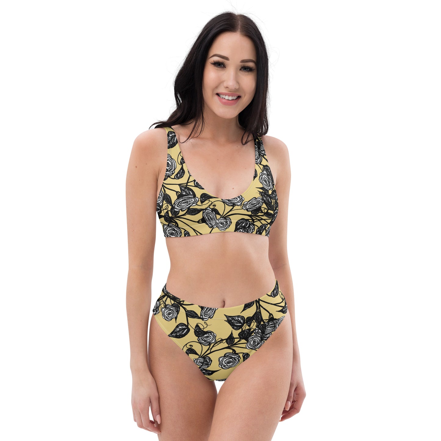 Tangled Roses Recycled high-waisted bikini