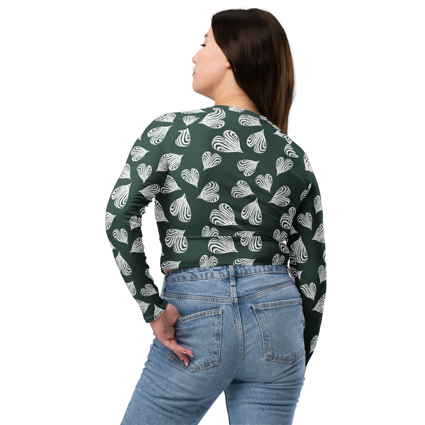 Leaf green - Recycled long-sleeve crop top