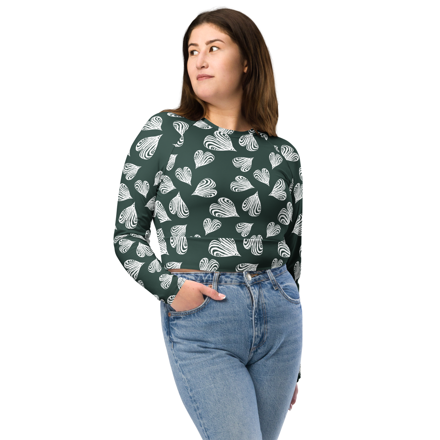 Leaf green - Recycled long-sleeve crop top