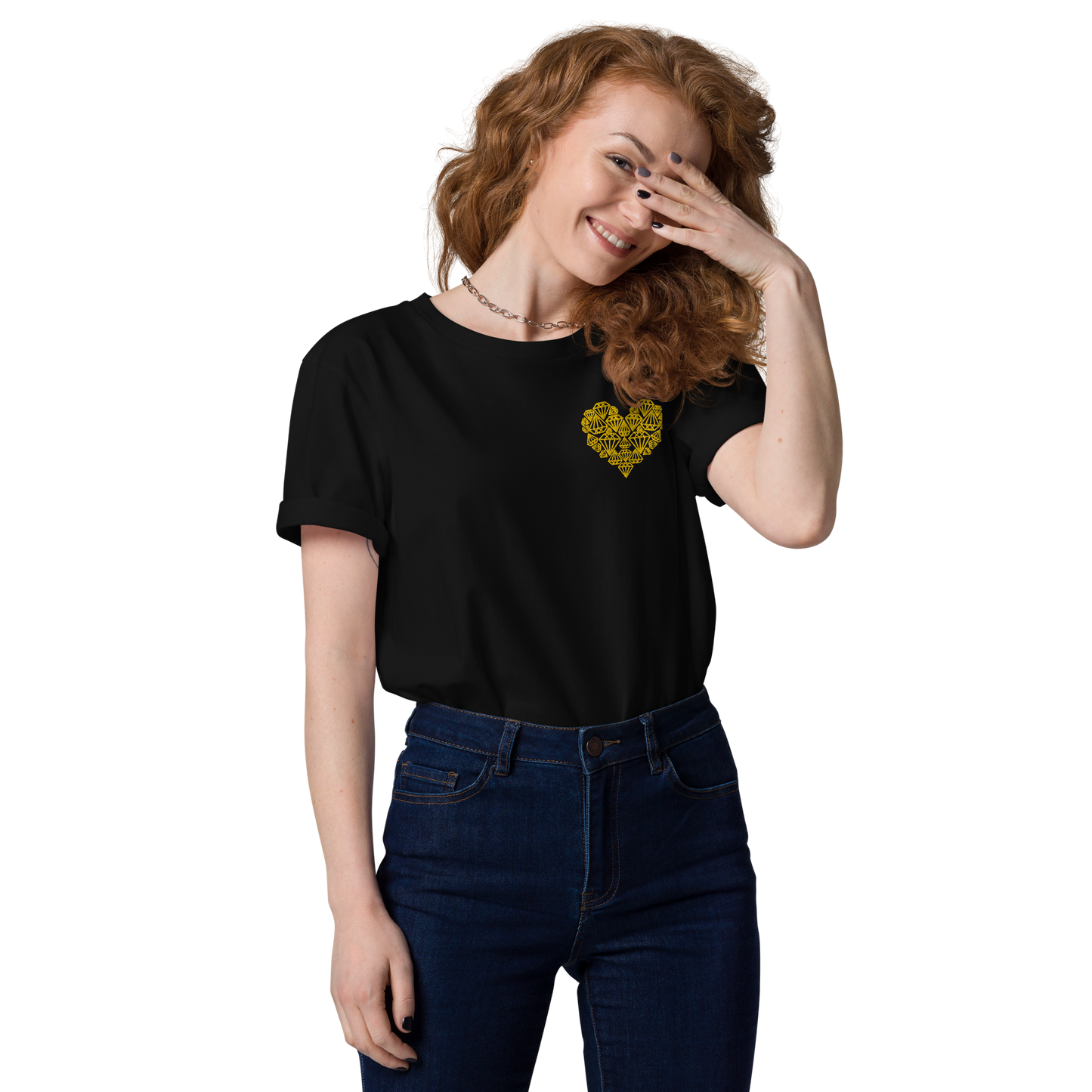 Diamondheart gold embroidery - Unisex organic cotton t-shirt