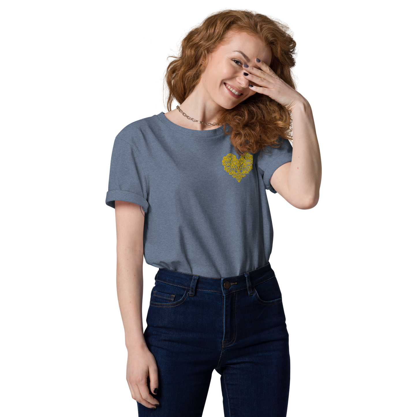 Diamondheart gold embroidery - Unisex organic cotton t-shirt