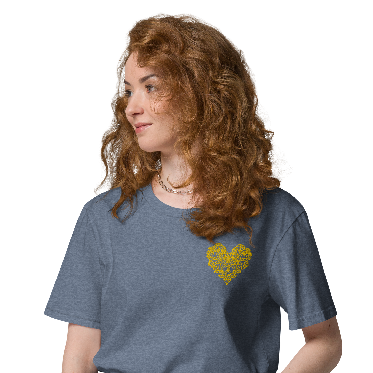 Diamondheart gold embroidery - Unisex organic cotton t-shirt