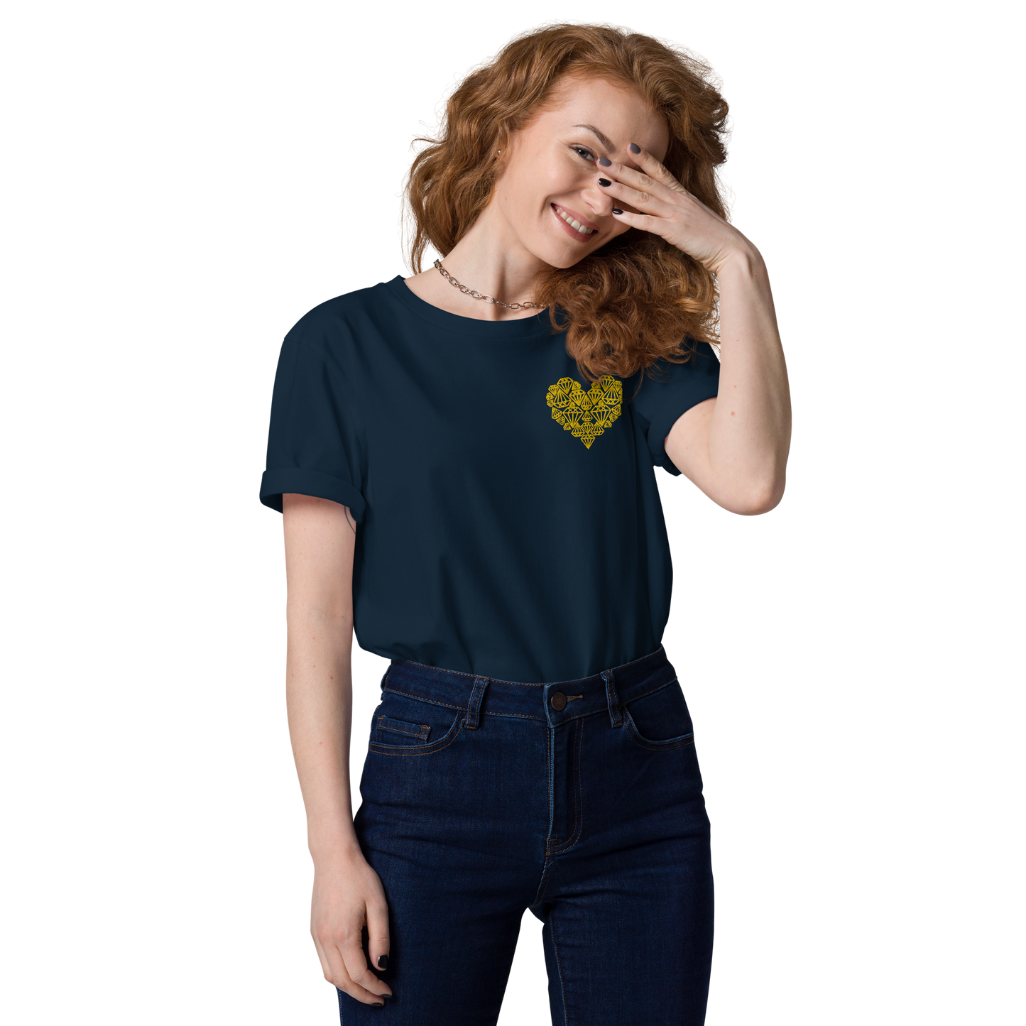 Diamondheart gold embroidery - Unisex organic cotton t-shirt