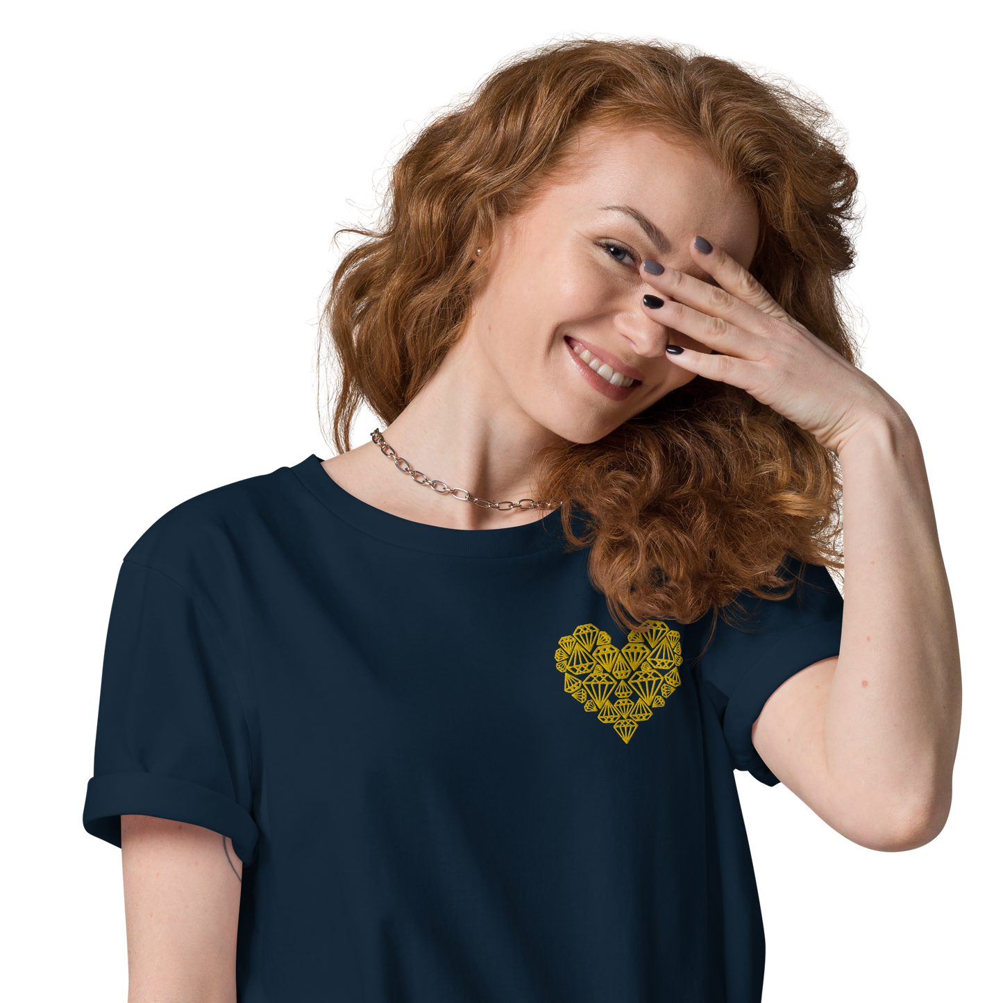 Diamondheart gold embroidery - Unisex organic cotton t-shirt