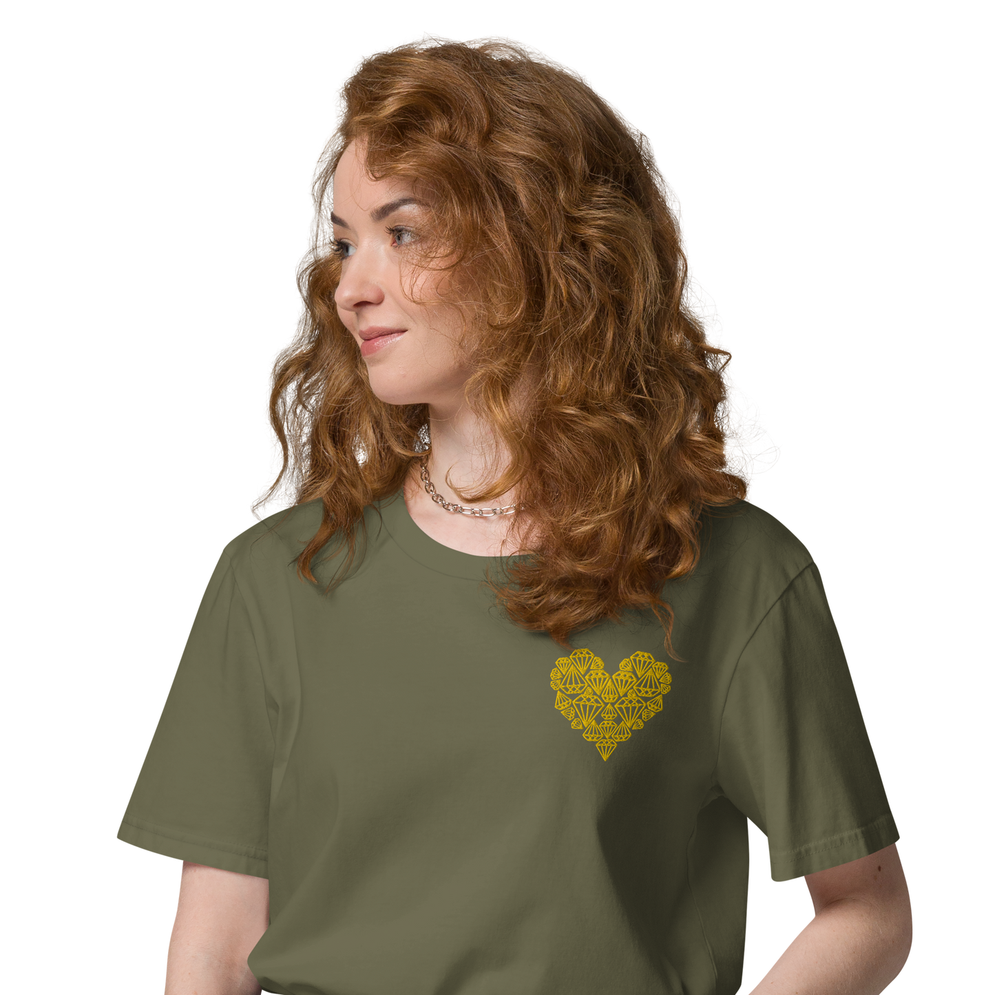 Diamondheart gold embroidery - Unisex organic cotton t-shirt